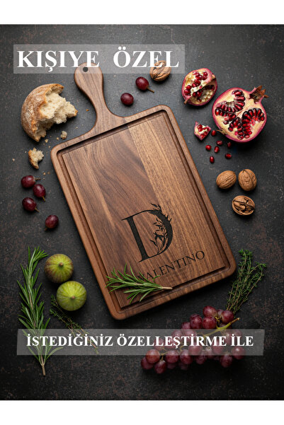 BG WOOD Kişiye Özel Masif Ceviz Sunum Tahtası – Doğal Ahşap Peynir ve Servis ...