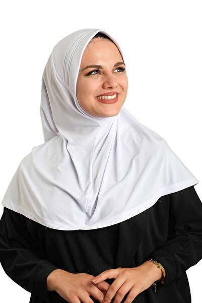 HÜRREM BONE Eșarfă albă, practică, gata de fabricație, cu hijab, țesătură nis...