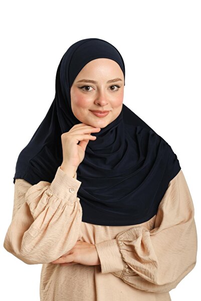 HÜRREM BONE Eșarfă hijab cu încadrare, practic, albastru bleumarin, țesătură ...