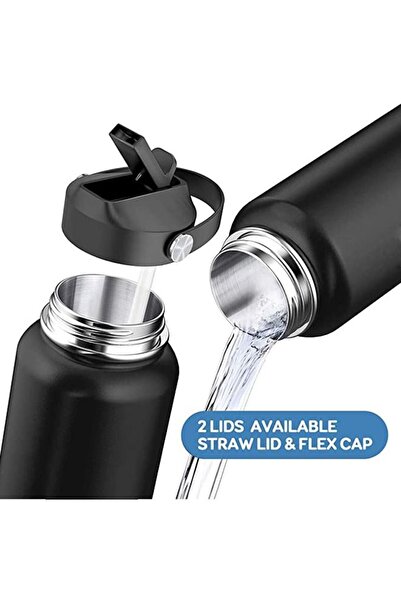COOYA 40oz Modern Double Vacuum Stainless Steel Water Bottle Black