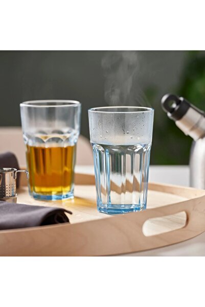 IKEA Pokal 2 Adet Bardak Yükseklik 14 cm Açık Mavi 2'li Set Su Meşrubat Bardağı Hacim 350 ml