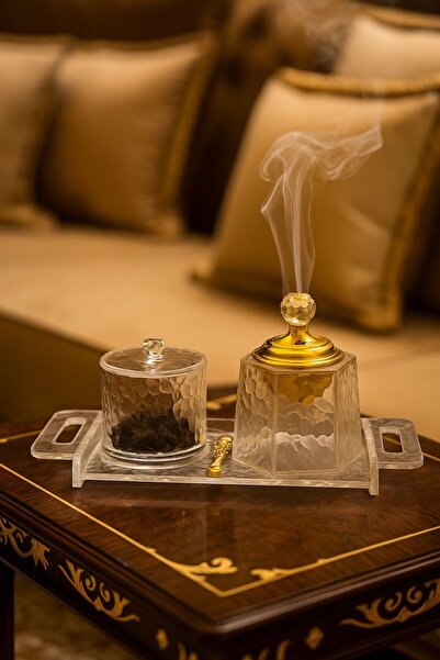 ALQANNAS Incense burner, incense box, tongs, and dish, all made of high-quality, genuine acrylic.