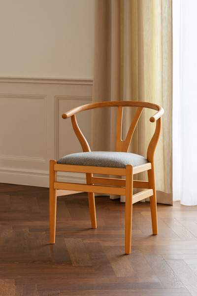 Atolye Casa Magma Sandalye Naturel Ahşap Buz Mavi Kumaş