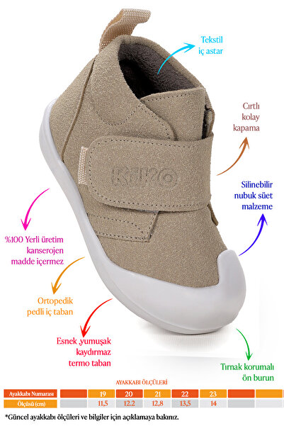 Kiko Kids Winnie First Step Velcro Baby Girl Casual Boots Shoes