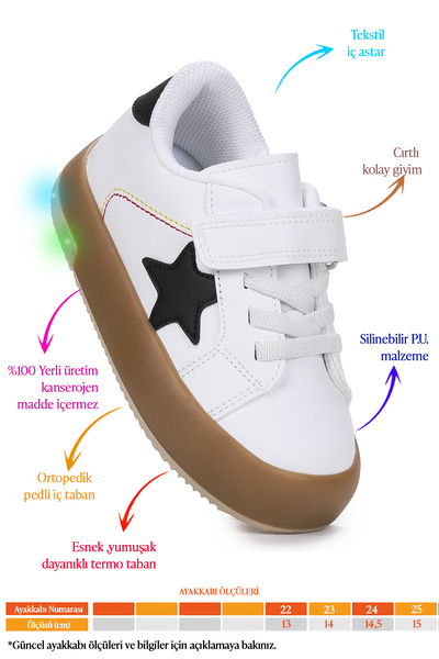 Kiko Kids Rena Daily Velcro Lighted Baby Girl Sports Shoes