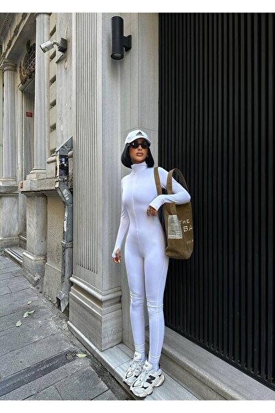 TAYT VEGAS White Jumpsuit with Fleece Inside and Front Zipper