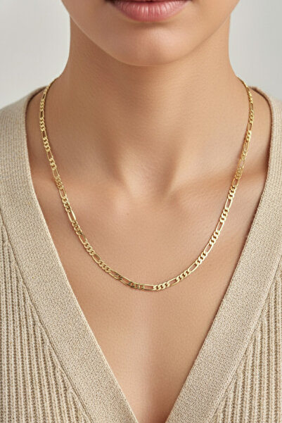 Modacaprea Xuping 14K İnce Figaro Zincir Kolye 60 cm | Altın Renkli Kararmaz Kadın Takı Xuping Kolye