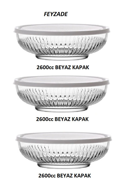 LAV FEYZADE Tokyo 3 Pieces 2600 cc Storage Container - White with Lid