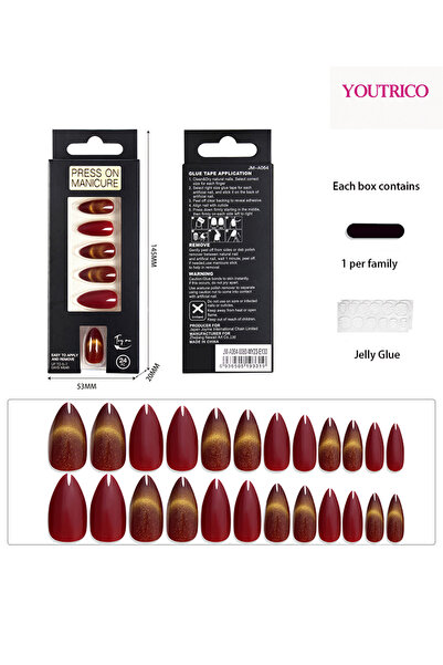 Youtrico Women cat-eye false nails,smooth mirror,diamond-cut,party and gathering press on nails