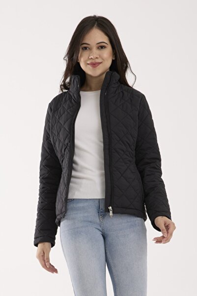 G-FOX Women's Diamond Pattern Seasonal Coat – Lightly Padded, Stand Collar, Fit Silhouette 8787