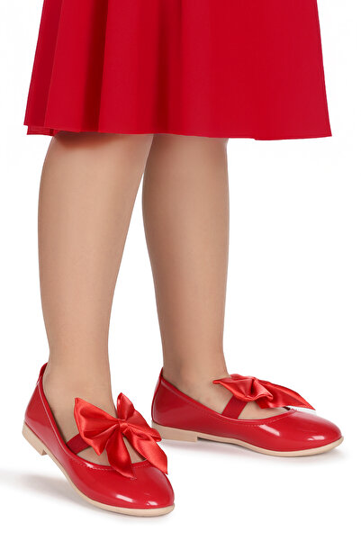 Kiko Kids Tari Patent Leather Bow Elastic Girls' Ballerina Shoes