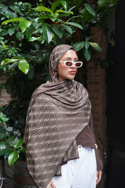 Oxygen Scarfs Μεταξωτό σάλι από κασμίρ διπλής όψης Gue Pattern - 7860