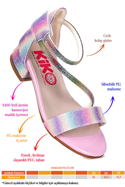 Kiko Kids Yada Sand Glitter Baby Girl 2 cm Heeled Sandals Evening Dress Shoes