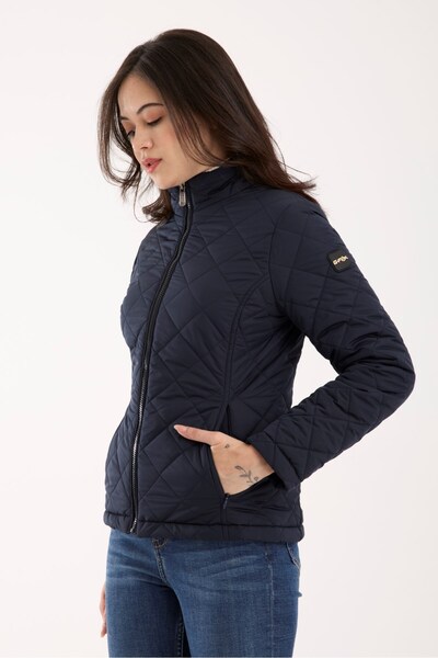 G-FOX Women's Diamond Pattern Seasonal Coat – Lightly Padded, Stand Collar, Fit Silhouette 8787