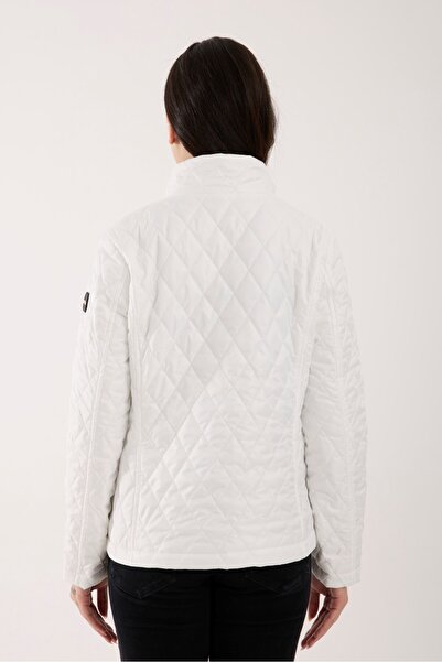 G-FOX Women's Diamond Pattern Seasonal Coat – Lightly Padded, Stand Collar, Fit Silhouette 8787