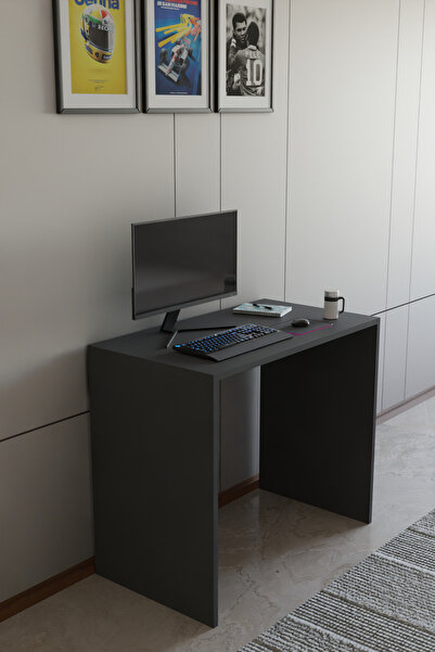 alpaevmobilya 50x90 cm Çalışma Masası Bilgisayar Masası Ofis Ders Masası Çam Beyaz Koyu Gri