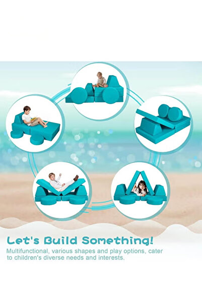 Ominii Modular 6 PCS Kids Play Couch – Convertible Foam Sofa Set with Washable Velvet Covers