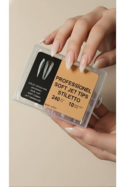 JEL SOFT JEL TİPS STİLETTO 240 ADET HAZIR TÖRPÜLENMİŞ JEL TİPS