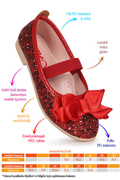 Kiko Kids Panı Broken Glass Bow Elastic Girls' Ballerina Shoes