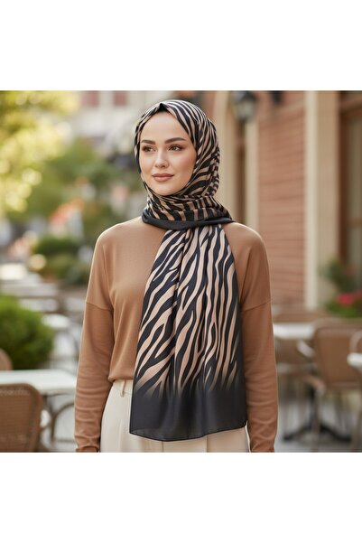 Onur Şal - Şal Hijab De Vară Tesatura Moale De Bumbac Şal Femei Model Zebră