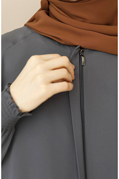 suhneva Asel Mevlana Flared Ferace Gray