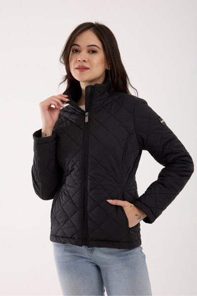 G-FOX Women's Diamond Pattern Seasonal Coat – Lightly Padded, Stand Collar, Fit Silhouette 8787