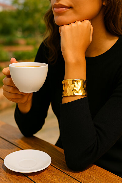 COCOSH TAKI Gold renk kelepçe model çoklu modern tasarım bileklik