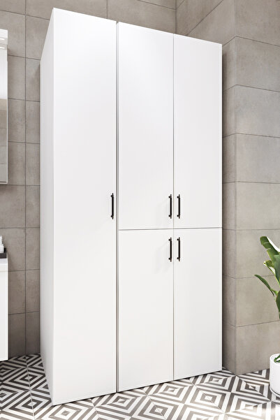 Ases Mobilya Esl0215 Çamaşır Makinesi ve Kurutma Makinesi Extra Boy Banyo Dolabı Beyaz