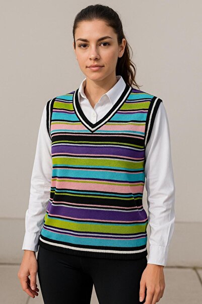 MAY MARA Lycra Cotton Striped Sports Sweater