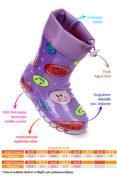 Kiko Kids Savana Su Geçirmez Kız Çocuk Yağmur Çizmesi