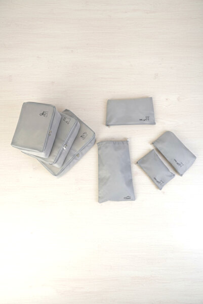 Textile sweet 7-Piece Gray Suitcase Organizer Luggage Organizer Set