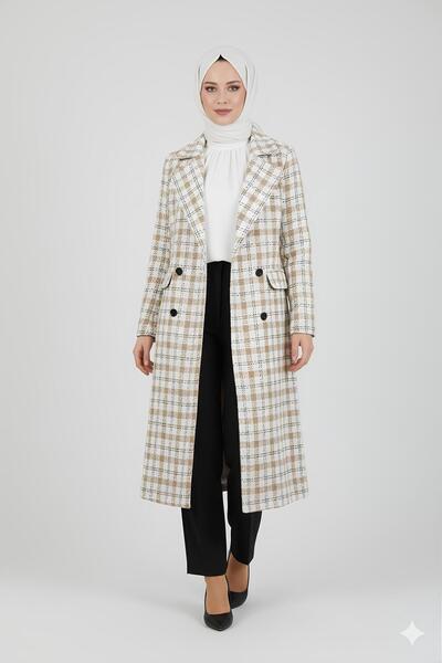 STİLZERAFET διπλό πέτο Καρό παλτό με γιακά