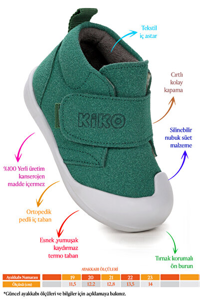 Kiko Kids Winnie İlk Adım Cırtlı Erkek Bebek Günlük Bot Ayakkabı