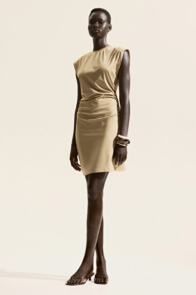 H&M Omuzları Vatkalı İnterlok Elbise