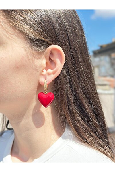 MAVİCAM TAKI TASARIM Cam Kalp Küpe