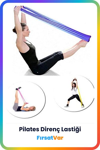 FırsatVar Pilates Bandı Direnç Aerobik Egzersiz Lastiği Orta Sertlikte Spor Ö...
