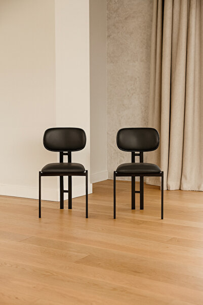 Atolye Casa Muriz Sandalye Siyah Ayak Antrasit Kumaş 2 Adet