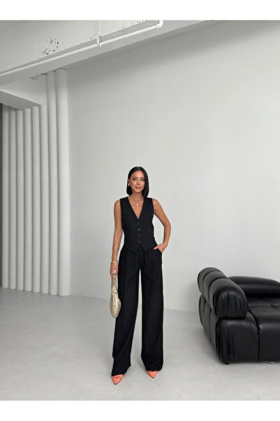 DEAG Set pantaloni Cepken cu imprimeu încrucișat pe spate din in