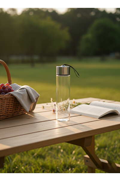 Blissra Borosilicate Glass Flask 450 ml – Metal Lid & Rope, Leak-Proof, Healthy Water Bottle