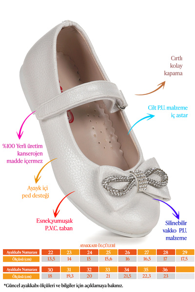 Kiko Kids Bowtie Bowtie Stoned Velcro Girls' Ballerina Shoes