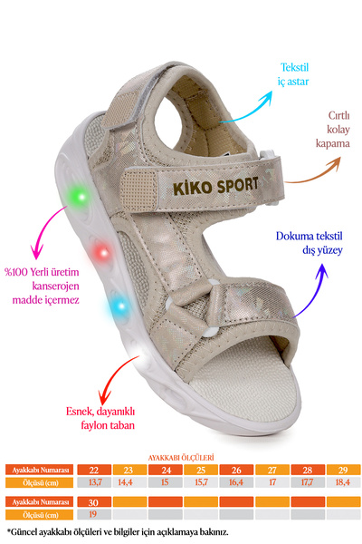 Kiko Kids Kivu Hologram Lighted Girls' Velcro Sandals Shoes