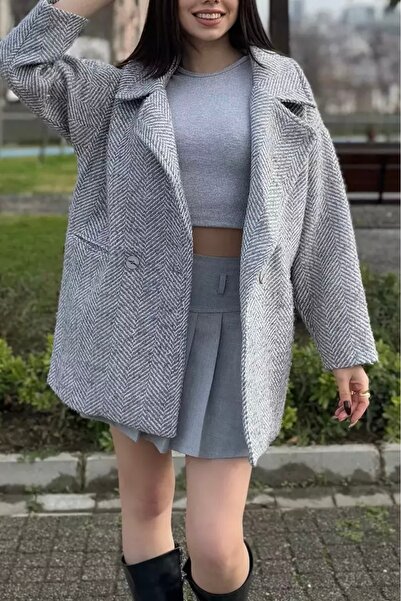 Suziş Gri Alb Culoare Boucle Fishtail Model Oversize Dimensiune Standard Căpt...
