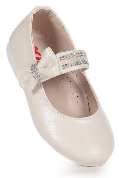 Kiko Kids Cerry Skin Velcro Girls' Stone Ballerina Shoes
