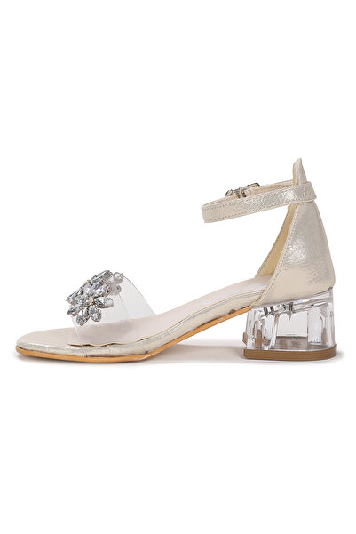 Kiko Kids Yangu Vakko Stone Girl's 3 cm Transparent Heeled Sandals Evening Dress Shoes