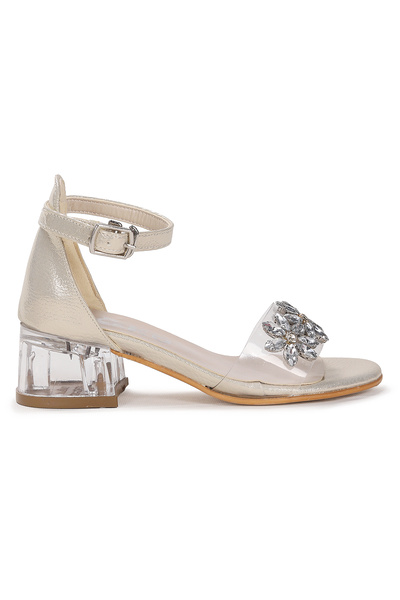 Kiko Kids Yangu Vakko Stone Girl's 3 cm Transparent Heeled Sandals Evening Dress Shoes