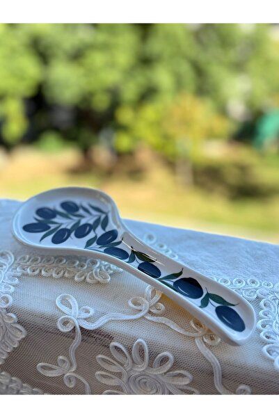 shop El Yapımı Zeytin Dalı Desenli Seramik Kaşıklık