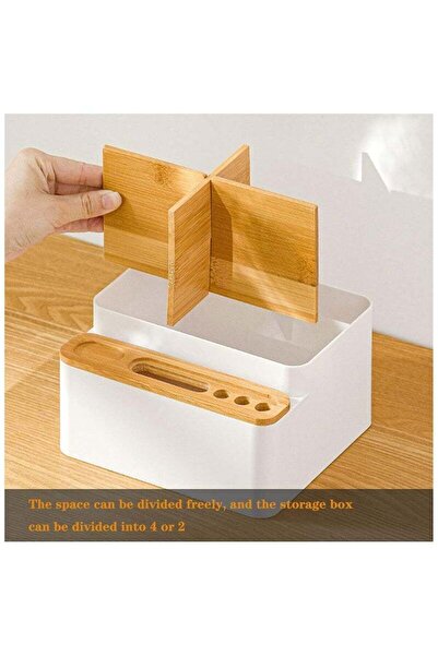 fulina Desktop Storage Box, Detachable Wood Desktop Storage Caddy, Multifunctional Storage Box, Desktop Org