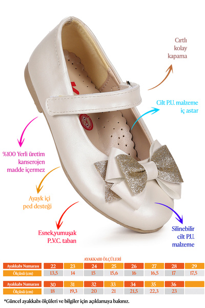 Kiko Kids Silvery Skin Velcro Sand Glitter Bow Girls' Ballerina Shoes