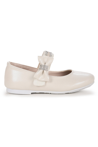 Kiko Kids Cerry Skin Velcro Girls' Stone Ballerina Shoes