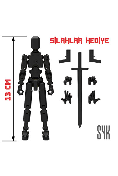 SYK Design Robot 13 Dummy Siyah Siyah Tüm Eklemleri Hareketli Aksiyon Figürü ...